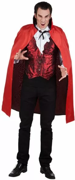 Overig Cape Zwart/Rood 120cm -Carnavalskleding Winkel cape zwart rood 120cm rood