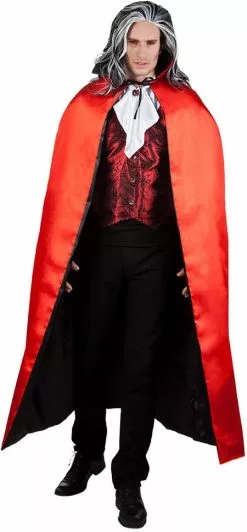 Overig Cape Zwart/Rood 150cm 5 Overig Cape Zwart/Rood 150cm -Carnavalskleding Winkel cape zwart rood 150cm rood