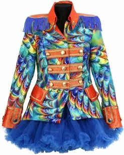 Overig Dames Blazer Orange Rainbow Feathers