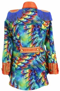 Overig Dames Blazer Orange Rainbow Feathers 11 Overig Dames Blazer Orange Rainbow Feathers -Carnavalskleding Winkel dames blazer orange rainbow feathers achterkant
