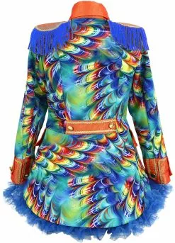 Overig Dames Blazer Orange Rainbow Feathers 10 Overig Dames Blazer Orange Rainbow Feathers -Carnavalskleding Winkel dames blazer orange rainbow feathers achterkant met petticoat