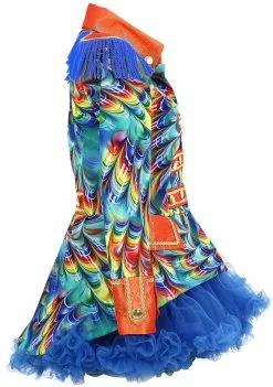 Overig Dames Blazer Orange Rainbow Feathers 8 Overig Dames Blazer Orange Rainbow Feathers -Carnavalskleding Winkel dames blazer orange rainbow feathers zijkant met petticoat