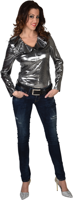 Overig Dames Blouse Folie Metallic Zilver