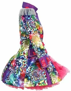 Overig Dames Carnavalsjas Purple Holographic Diamonds -Carnavalskleding Winkel dames carnavalsjas purple holographic diamonds zijkant met petticoat