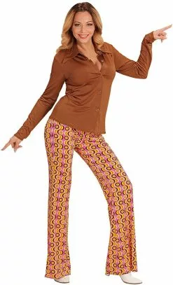 Overig Dames Disco Blouse Seventies Bruin -Carnavalskleding Winkel dames disco blouse seventies bruin voorbeeld 2