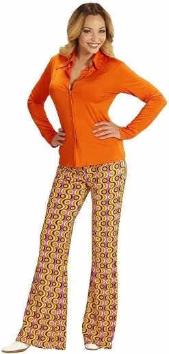 Overig Dames Disco Blouse Seventies Oranje -Carnavalskleding Winkel dames disco blouse seventies oranje voorbeeld