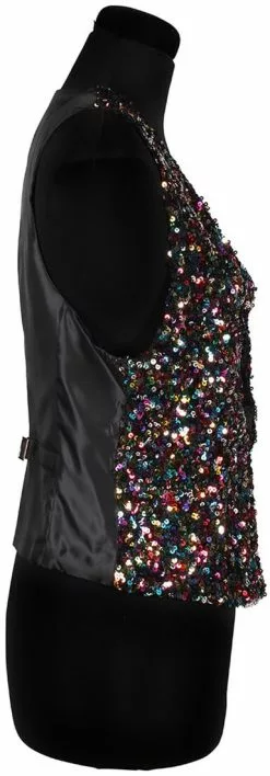 Overig Dames Gilet Multicolour Pailletten Luxe -Carnavalskleding Winkel dames gilet multicolour pailletten luxe zijkant