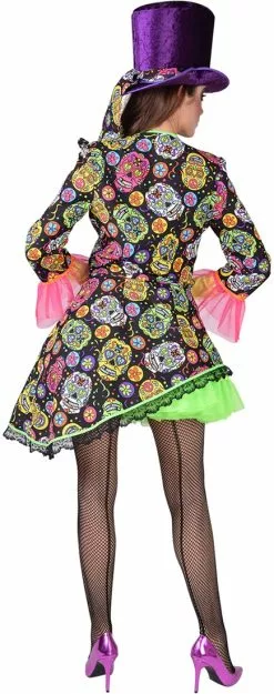 Overig Dames Slipjas Mexican Skull Zwart-Day Of The Dead -Carnavalskleding Winkel dames slipjas mexican skull zwart day of the dead 5