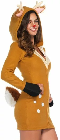 LEG AVENUE Dameskostuum Cozy Fawn (Hertje) 10 LEG AVENUE Dameskostuum Cozy Fawn (Hertje) -Carnavalskleding Winkel dameskostuum cozy fawn hertje close up zijkant