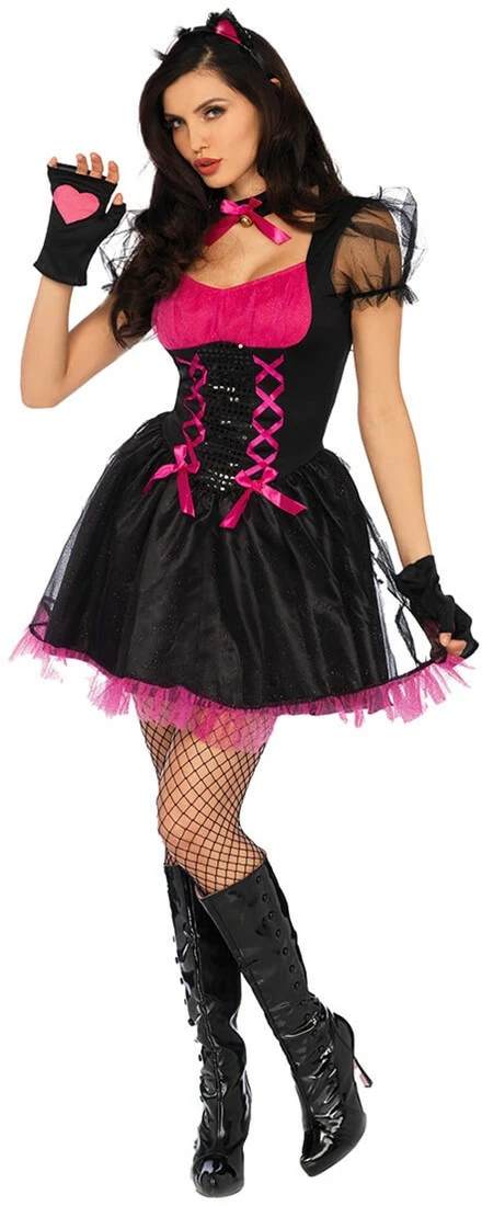 LEG AVENUE Dameskostuum Pretty Kitty Zwart-Pink 1 LEG AVENUE Dameskostuum Pretty Kitty Zwart-Pink