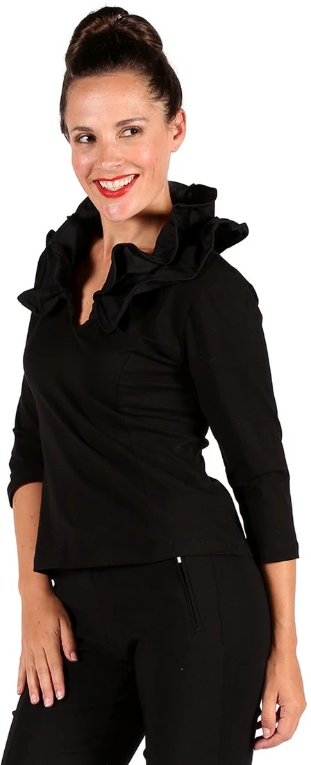 Overig Damesshirt Met Modelleerbare Kraag Zwart 2 Overig Damesshirt Met Modelleerbare Kraag Zwart - Afbeelding 2