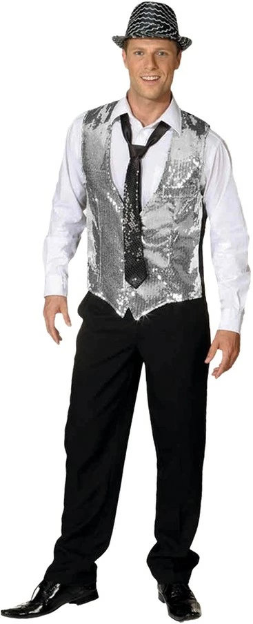 Overig Glitter Gilet Pailletten Zilver 1 Overig Glitter Gilet Pailletten Zilver