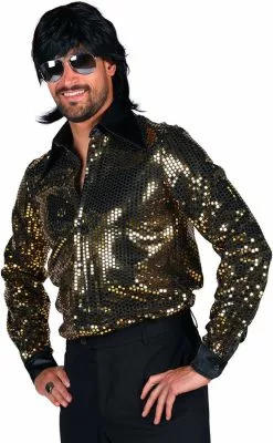 Overig Gouden Disco Blouse Heren Pailletten Luxe