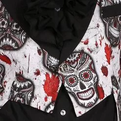 Overig Halloween Dames Slipjas Mexican Skull Black/White -Carnavalskleding Winkel halloween dames slipjas mexican skull black white 3