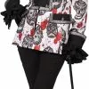 Overig Halloween Jas Mexican Skull Black/White Voor Dames