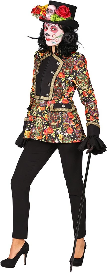 Overig Halloween Jas Mexican Skull Coloured Voor Dames 2 Overig Halloween Jas Mexican Skull Coloured Voor Dames - Afbeelding 2