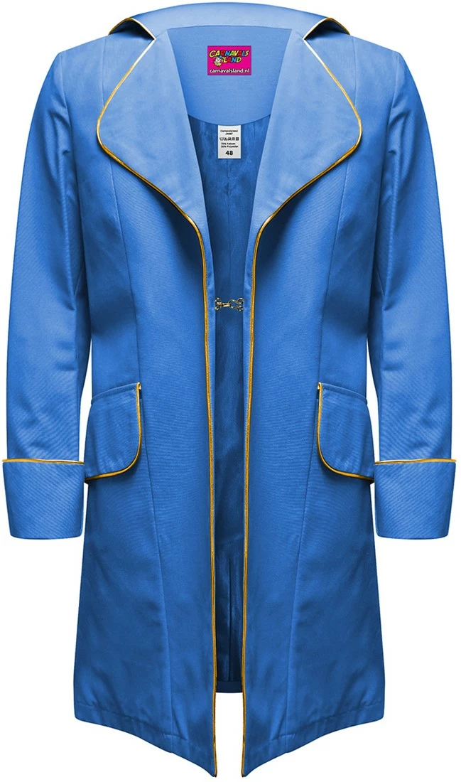 Carnavalsland Herenjas Blauw Luxe Met Gouden Piping 1 Carnavalsland Herenjas Blauw Luxe Met Gouden Piping