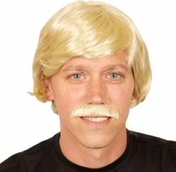 Overig Herenpruik + Snor Blond