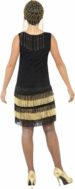 Overig Jaren 20 Fringed Flapper Jurk Zwart-Goud -Carnavalskleding Winkel jaren 20 fringed flapper jurk zwart goud achterkant