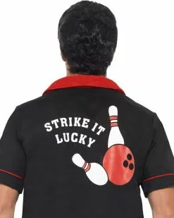Overig Jaren 50 Bowling Shirt Zwart-Rood 11 Overig Jaren 50 Bowling Shirt Zwart-Rood -Carnavalskleding Winkel jaren 50 bowling shirt zwart rood close up achterkant