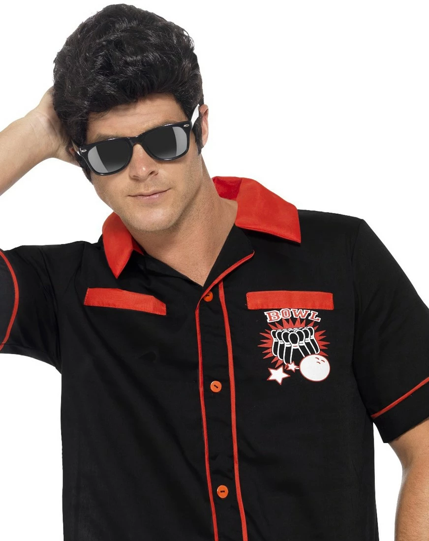 Overig Jaren 50 Bowling Shirt Zwart-Rood 5 Overig Jaren 50 Bowling Shirt Zwart-Rood - Afbeelding 5