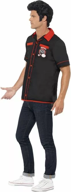 Overig Jaren 50 Bowling Shirt Zwart-Rood 9 Overig Jaren 50 Bowling Shirt Zwart-Rood -Carnavalskleding Winkel jaren 50 bowling shirt zwart rood zijkant