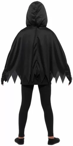 Overig Kinder Poncho Skelet Met Capuchon En Handschoenen -Carnavalskleding Winkel kinder poncho skelet met capuchon en handschoenen achterkant