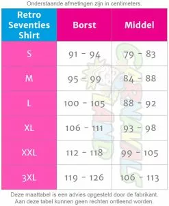 Overig Retro Seventies Shirt Blauw -Carnavalskleding Winkel maattabel 173