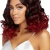 LEG AVENUE Ombre Pruik Krullen Lange Bob Burgundy