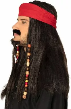 Overig Piraten Pruik Jack Met Bandana, Snor En Baard -Carnavalskleding Winkel piraten pruik jack met bandana snor en baard product zijkant