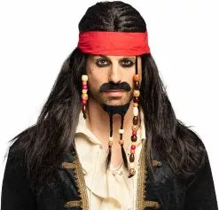 Overig Piraten Pruik Jack Met Bandana, Snor En Baard -Carnavalskleding Winkel piraten pruik jack met bandana snor en baard voorbeeld 2
