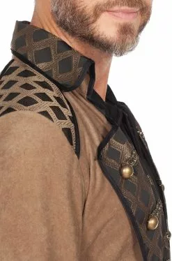 Overig Piratenjas Heren Taupe Luxe -Carnavalskleding Winkel piratenjas heren taupe luxe detail borst