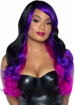 LEG AVENUE Pruik Allure Zwart-Paars-Pink