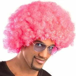 Carnavalskleding Winkel -Carnavalskleding Winkel pruik oversized afro pink man