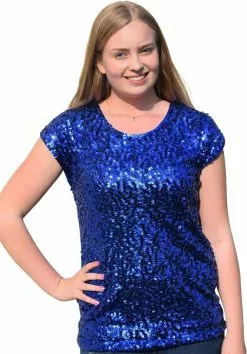 Overig Shirt Plussize Pailletten Blauw
