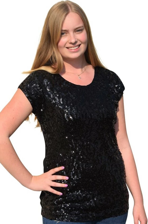Overig Shirt Plussize Pailletten Zwart 1 Overig Shirt Plussize Pailletten Zwart