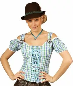 Overig Tiroler Dames Blouse Claire Blauw/Groen