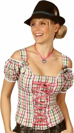 Overig Tiroler Dames Blouse Claire Pink/Groen