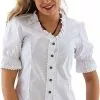 Overig Tiroler Dames Trachtenblouse Wit (100% Katoen)
