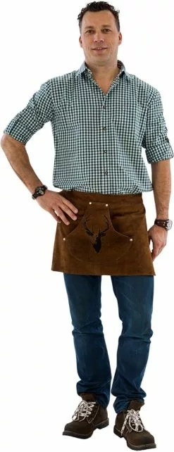 Overig Tiroler Lederen Tappersschort Bruin Luxe