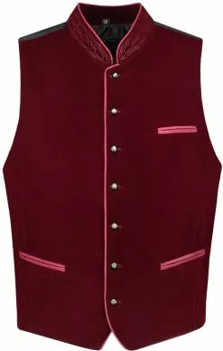 Overig Tiroler Trachten Vest Wijnrood (Polyesther Fluweel)