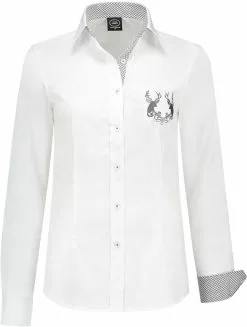 Overig Tiroler Trachtenblouse Grijs/Wit Luxe Voor Dames