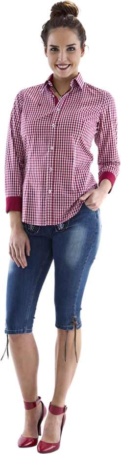 Overig Tiroler Trachtenblouse Rood/Wit Geruit Luxe Voor Dames