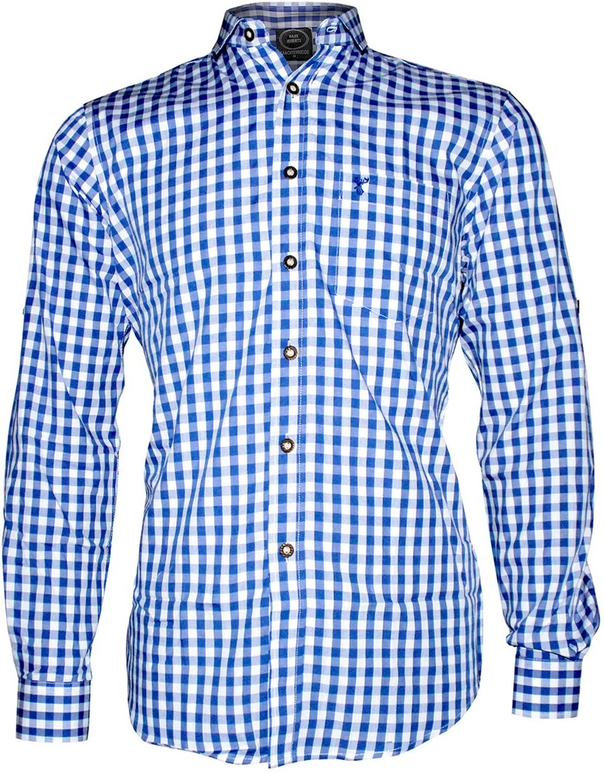 Overig Tiroler Trachtenhemd Blauw/Wit (55% Katoen) 1 Overig Tiroler Trachtenhemd Blauw/Wit (55% Katoen)