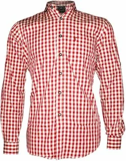 Overig Tiroler Trachtenhemd Rood/Wit (55% Katoen)