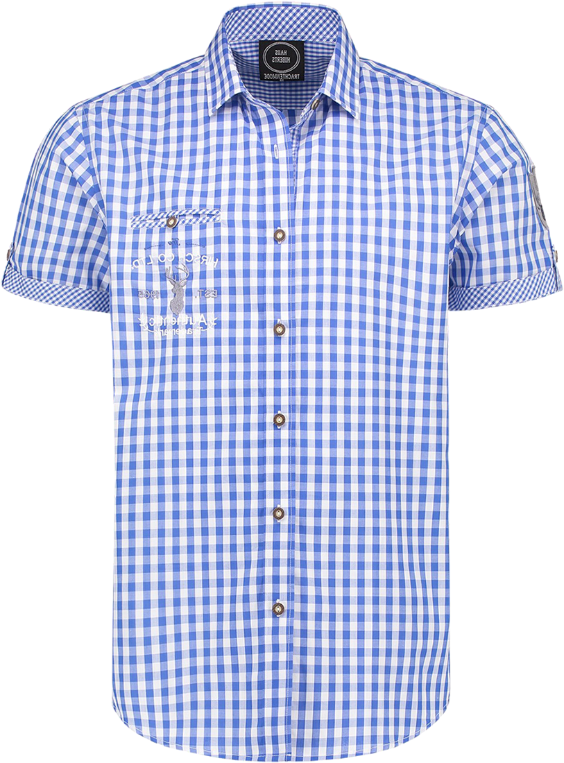 Overig Trachtenhemd Blauw/Wit Korte Mouw (55% Katoen) 1 Overig Trachtenhemd Blauw/Wit Korte Mouw (55% Katoen)