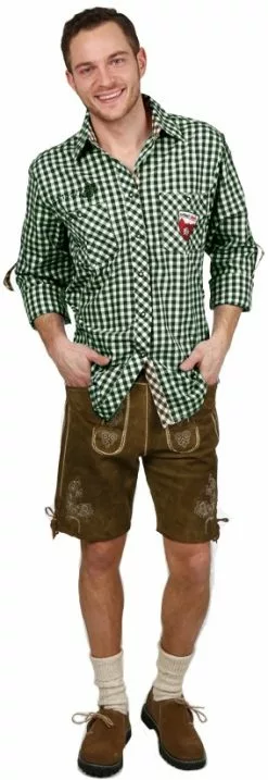 Overig Trachtenhemd Slim-Fit Groen/Bruin Luxe